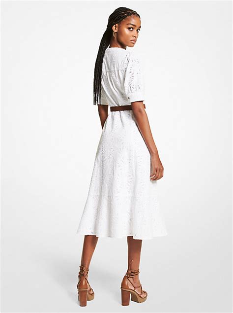 michael michael kors palm eyelet cotton midi dress|Palm Eyelet Cotton Midi Dress .